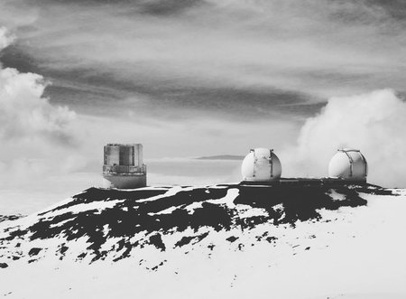 The Keck and Subaru observatories atop Maunakea summit in Hawaiʻi.