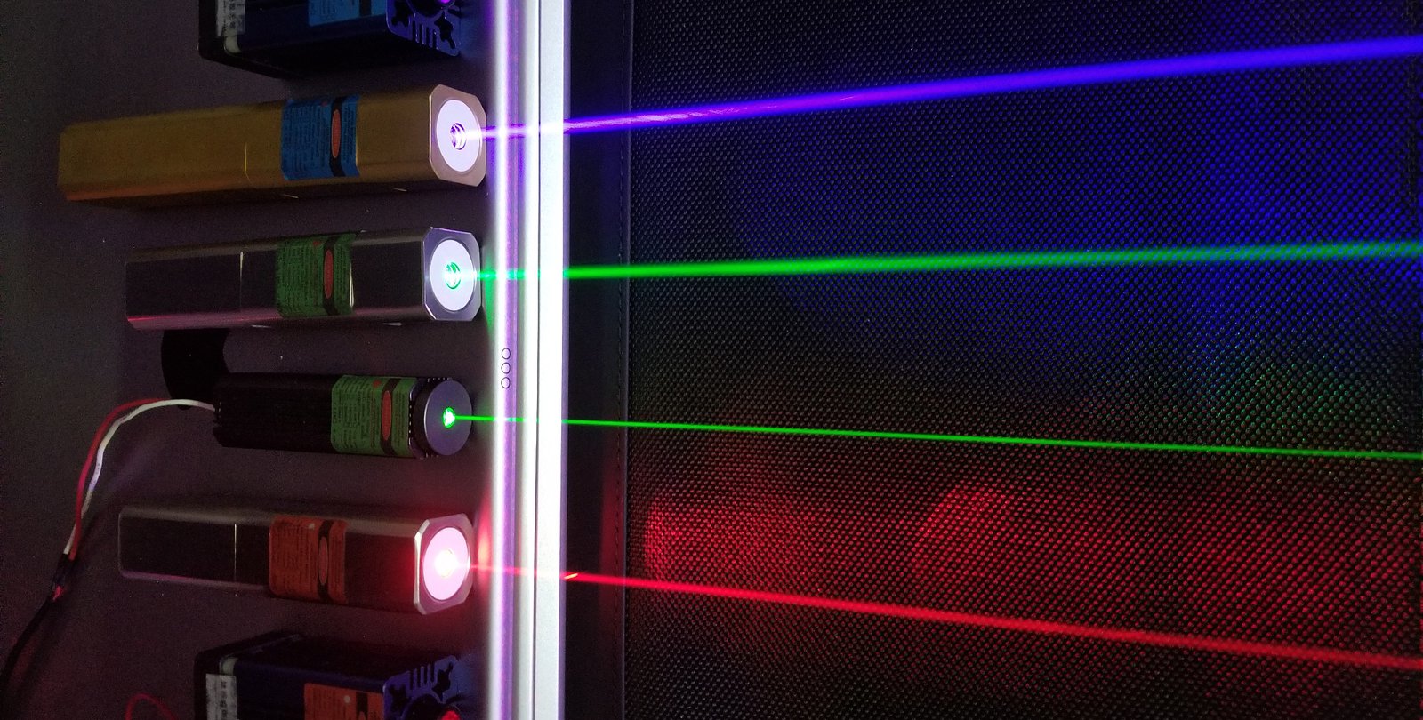 Several lasers emit light in different colors