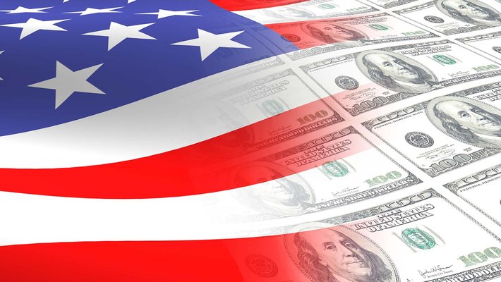 Stock photo of flag and money