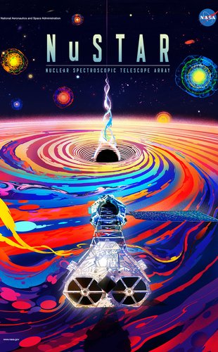 colorful poster commemorating the 10 year anniversary of NuSTAR
