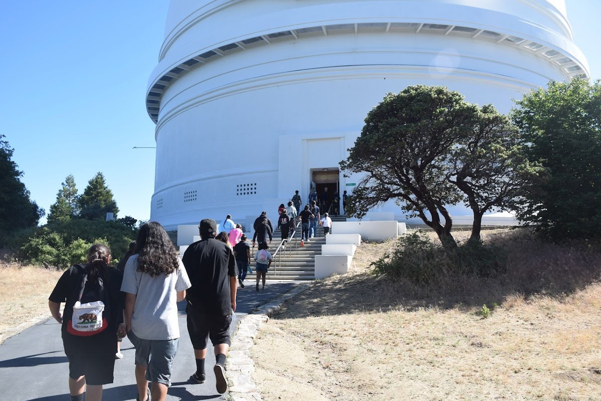 Pauma band members walk up to the 200-inch Hale Telescope