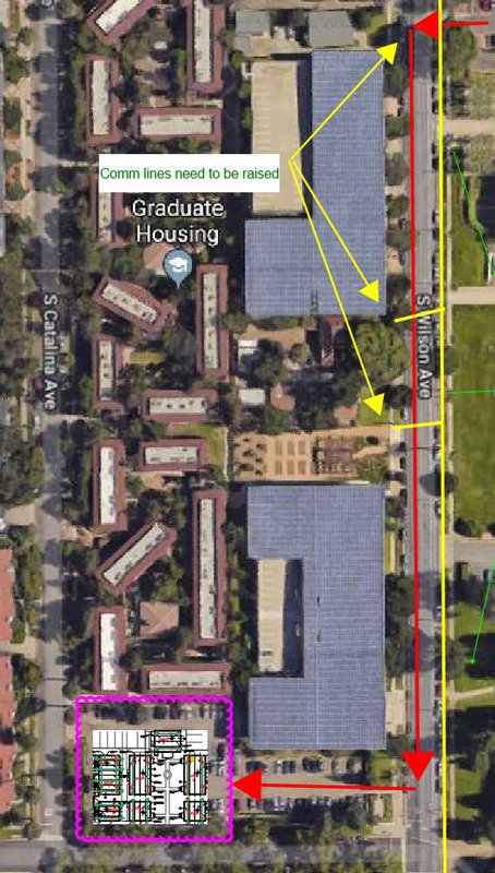 Image showing the route that trucks will take to relocate the bungalows.