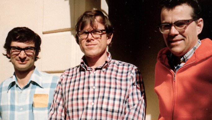 Infrared pioneers Tom Soifer (left), Gerry Neugebauer (right), and Keith Matthews (BS '62), who stayed on to become a staff scientist at Caltech.