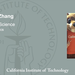 Title card for Xueyue Zhang, master of science in physics, as she poses with the Caltech Beaver mascot