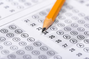 standardized test form and pencil