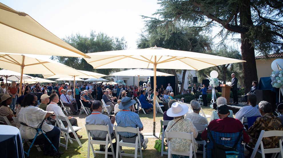 Crowd gathered for the Venerable House dedication