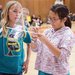 Emilia Ellegaard and Amy Wang, from Mesa Verde Middle School, prepare to launch their rubber-band-powered airplane; their goal was to have the airplane stay aloft as long as possible.
