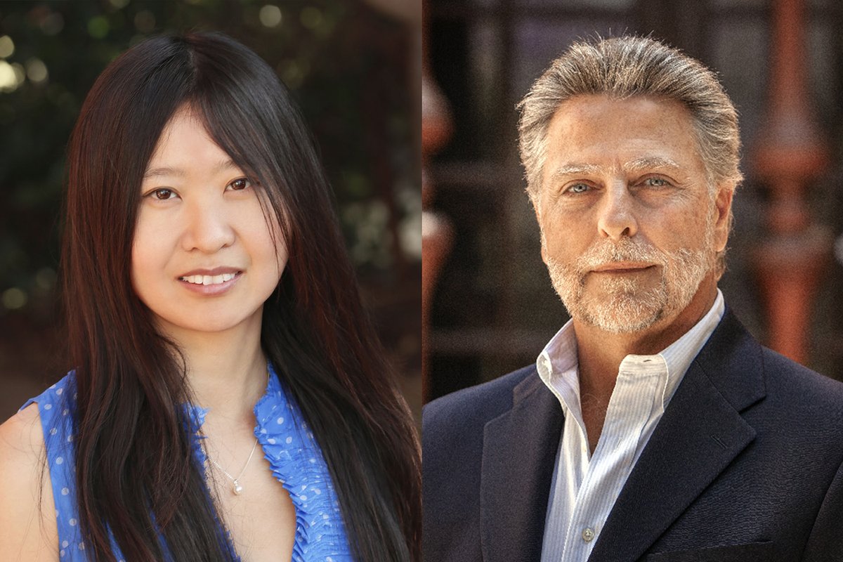 A side-by-side portrait of Doris Tsao and John Brady