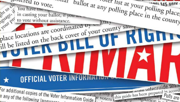 montage of voter guide text