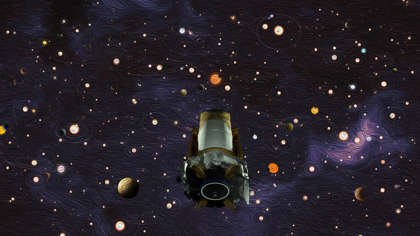 Artwork of Kepler telescope in space