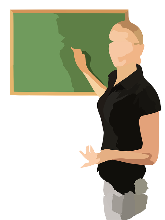 Illustration of a woman at a chalkboard