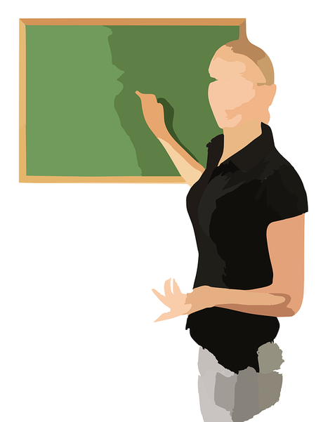 Illustration of a woman at a chalkboard